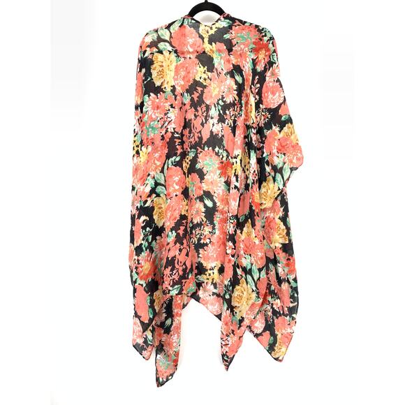Anna & Ava Kimono Womens One Size Semi Sheer Multicolor Floral Print - Picture 2 of 5